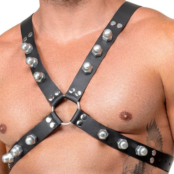 Robustes Brustharness aus Leder mit Kuppel-Ziernieten von ZADO – Ansicht 6