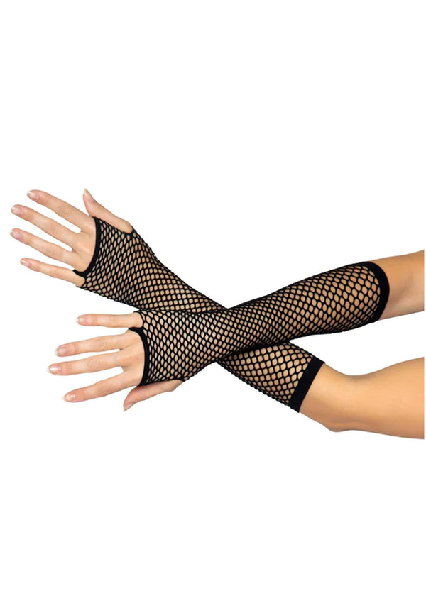 Schwarze verführerische Netzarmstulpen mit geometrischem Design von Leg Avenue – Ansicht 2