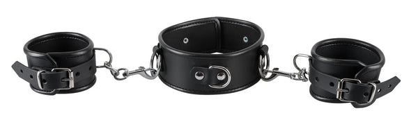 Leder-Fesselset mit Halsfessel und 2 Handfesseln von ZADO – Ansicht 2