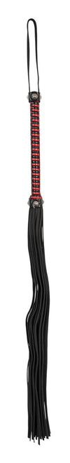 Leder-Peitsche mit zweifarbig umflochtenem Griff in Schwarz-Rot von ZADO – Ansicht 2