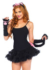 Schwarzes elegantes Katzen Accessoire Set für stilvolle Kostümabende von Leg Avenue