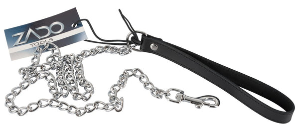 Robuste Leine mit Metallkette und Leder-Halteschlaufe von ZADO – Ansicht 4