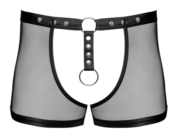 Schwarze komplett schrittoffene Herren-Pants in Netz-Wetlook-Mix von Svenjoyment – Ansicht 7
