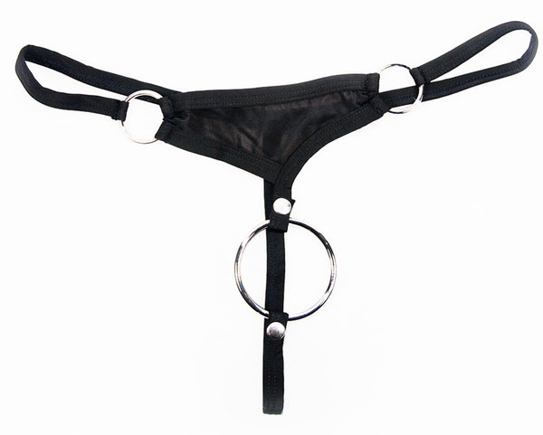 Schwarzer Herren-String mit abknöpfbarem Penisring von Svenjoyment – Ansicht 5