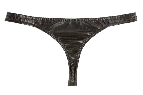Schwarzer Herren-Riostring im Lederimitat mit Front-Öffnung von Svenjoyment – Ansicht 7