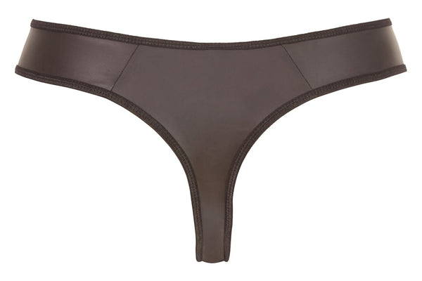 Schwarzer Herren-String in Neopren-Optik mit strassbesetztem Reißverschluss von Svenjoyment – Ansicht 8