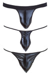 Schwarzer Herren-String im 3er-Pack im Wetlook von Svenjoyment – Ansicht 4