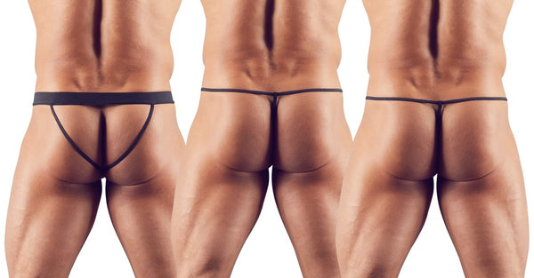 Schwarzer Herren-String im 3er-Pack im Wetlook von Svenjoyment – Ansicht 3