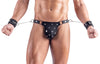 Schwarzer erotischer Mattlook Riostring mit abnehmbaren Handfesseln von Svenjoyment – Ansicht 2