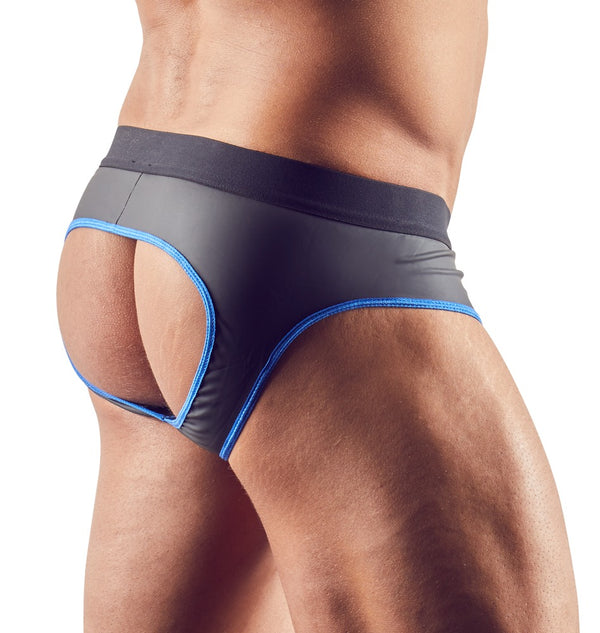 Schwarzer matt glänzender pofreier Herren-Jock in Neopren-Gummi-Optik von Svenjoyment – Ansicht 3