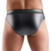 Schwarzer knackiger Herren-Slip im Wetlook mit Netzeinsätzen von Svenjoyment – Ansicht 5