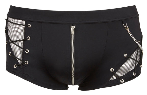 Schwarze Herren-Pants im Materialmix mit Zierkette und Reißverschluss von Svenjoyment – Ansicht 5