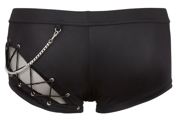 Schwarze Herren-Pants im Materialmix mit Zierkette und Reißverschluss von Svenjoyment – Ansicht 6