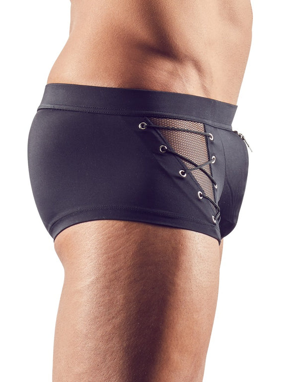 Schwarze Herren-Pants im Materialmix mit Zierkette und Reißverschluss von Svenjoyment – Ansicht 3