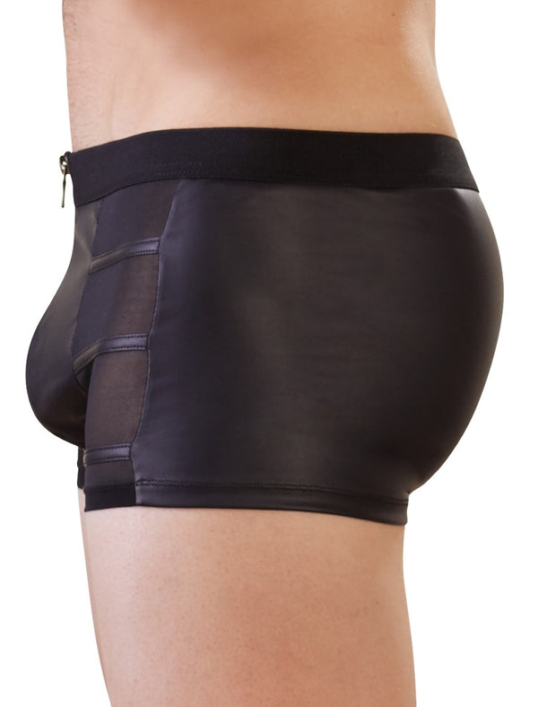 Schwarze körperbetonte Herren-Pants im Mattlook mit Powernet und Reißverschluss von NEK – Ansicht 3