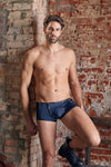 Blau-schwarze Herren-Mikrofaser-Pants im Mattlook mit abknöpfbarem Beutel von NEK – Ansicht 5