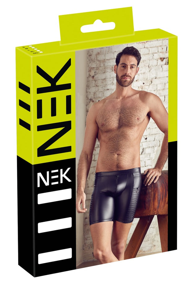 Schwarze Herren-Radlerhose im Mattlook mit Reißverschluss und Taschen von NEK