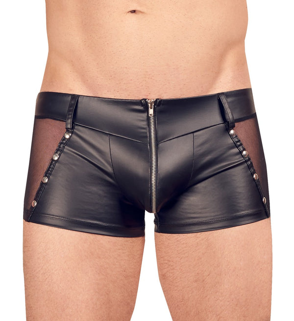 Schwarze Herren-Pants im Mattlook mit Netz-Einsätzen und Reißverschluss von Svenjoyment – Ansicht 2