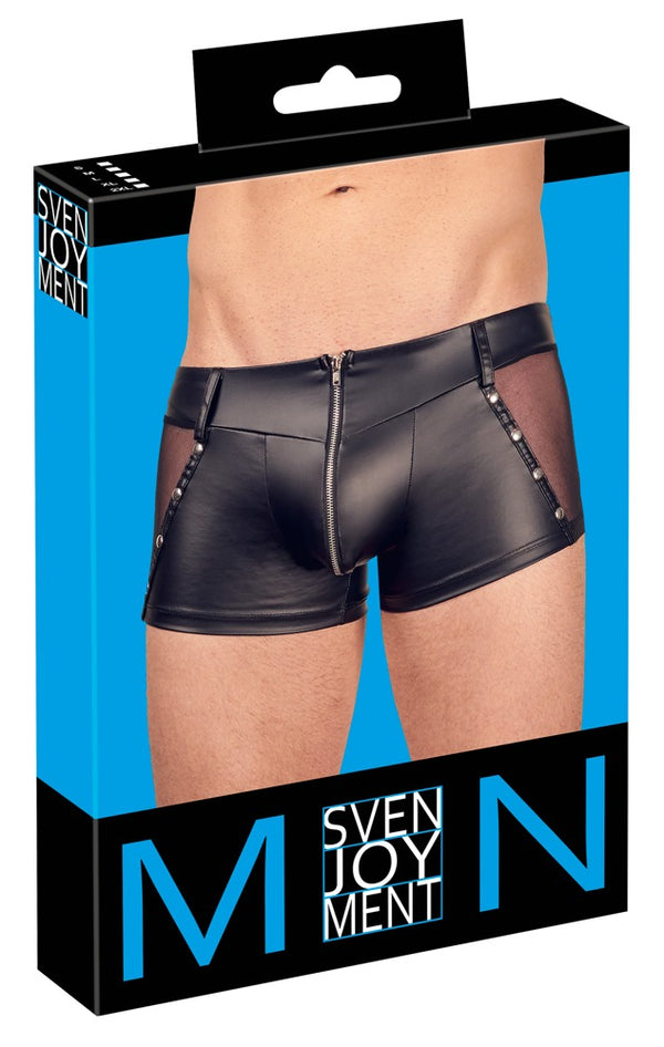 Schwarze Herren-Pants im Mattlook mit Netz-Einsätzen und Reißverschluss von Svenjoyment
