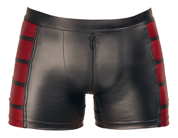 Schwarze Herren-Pants im Mattlook mit roten Seiteneinsätzen und Reißverschluss von NEK – Ansicht 8