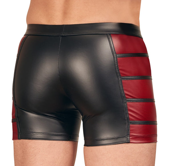 Schwarze Herren-Pants im Mattlook mit roten Seiteneinsätzen und Reißverschluss von NEK – Ansicht 6
