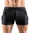 Schwarze Herren-Shorts im Worker-Style mit mattem Finish von Svenjoyment – Ansicht 2