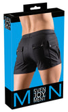 Schwarze Herren-Shorts im Worker-Style mit mattem Finish von Svenjoyment