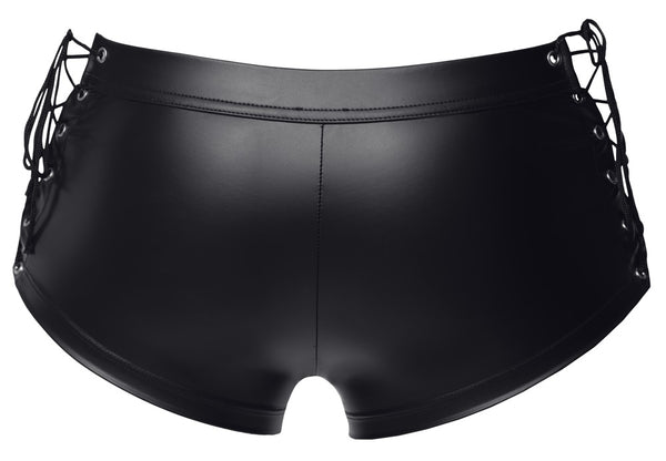 Schwarze eng geschnittene Herren-Pants im Mattlook mit Schnürung von Svenjoyment – Ansicht 7