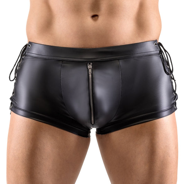 Schwarze eng geschnittene Herren-Pants im Mattlook mit Schnürung von Svenjoyment – Ansicht 2