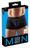 Schwarze eng geschnittene Herren-Pants aus Bio-Baumwolle mit rotem Streifen von Svenjoyment