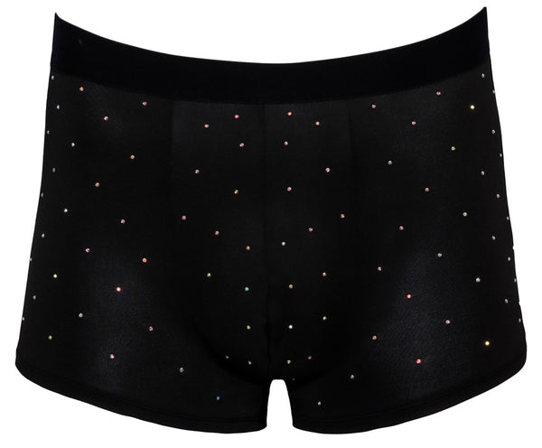 Schwarze enge Herren-Pants aus Mikrofaser mit Strass-Steinchen von Svenjoyment – Ansicht 5