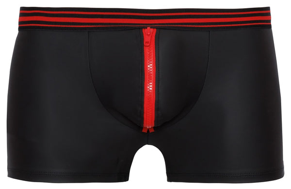 Schwarze enge Herren-Pants im Mattlook mit rotem Reißverschluss von Svenjoyment – Ansicht 6