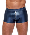 Blaue enge Herren-Pants im Metallic-Mattlook mit Reißverschluss von NEK – Ansicht 2