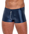 Blaue enge Herren-Pants im Metallic-Mattlook mit Reißverschluss von NEK – Ansicht 3
