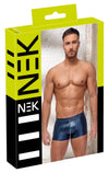 Blaue enge Herren-Pants im Metallic-Mattlook mit Reißverschluss von NEK