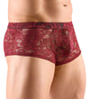 Transparente Herren-Pants aus dunkelroter floraler Spitze von Svenjoyment – Ansicht 3