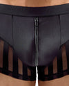 Schwarze Herren-Pants aus Mikrofaser mit transparenten Streifen-Einsätzen von Svenjoyment – Ansicht 5