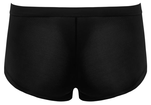 Schwarze Herren-Pants aus Mikrofaser mit transparenten Streifen-Einsätzen von Svenjoyment – Ansicht 8