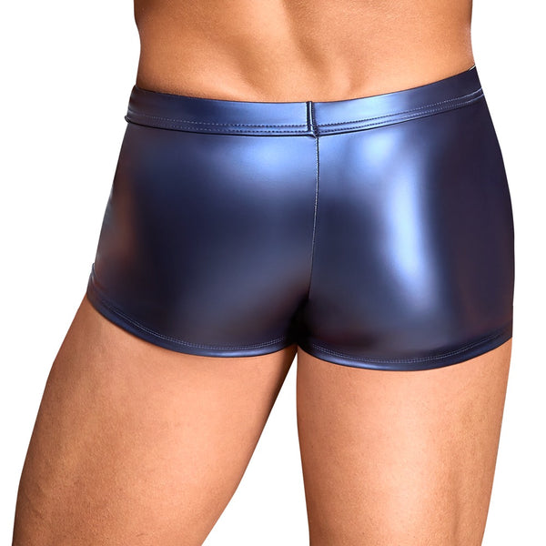 Blaue enge Herren-Pants im Metallic-Mattlook mit Nieten-Riemen und Powernet von NEK – Ansicht 6