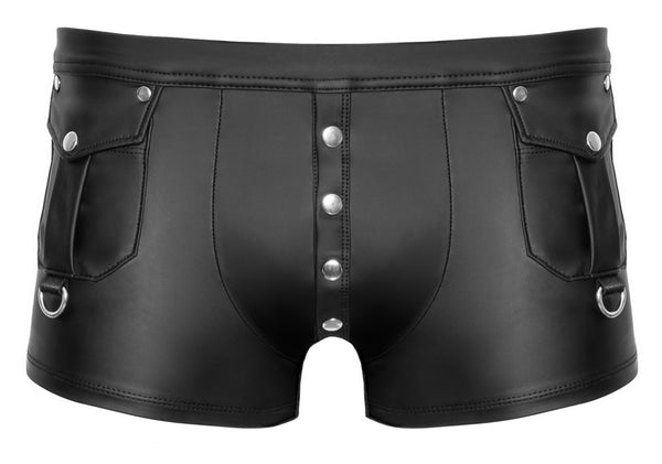 Schwarze körpernahe Herren-Pants im Mattlook mit Druckknopfleiste von NEK – Ansicht 7