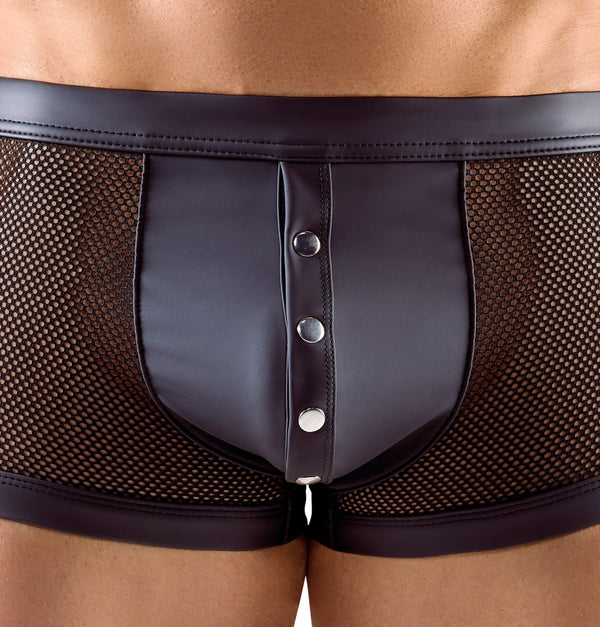 Schwarze betonende Herren-Netz-Pants mit Druckknopfleiste im Mattlook-Beutel von Svenjoyment – Ansicht 5