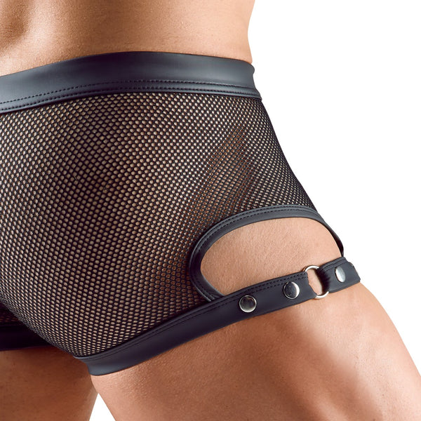Schwarze betonende Herren-Netz-Pants mit Druckknopfleiste im Mattlook-Beutel von Svenjoyment – Ansicht 6