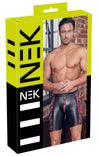 Schwarze enge Herren-Pants im Mattlook mit roten Streifen und Silber-Details von NEK