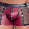 Rote enge Herren-Pants im Mattlook mit schwarzen Details, Netz und Nieten von NEK – Ansicht 5