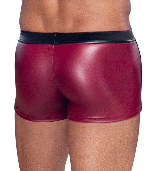 Rote enge Herren-Pants im Mattlook mit schwarzen Details, Netz und Nieten von NEK – Ansicht 4