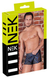 Schwarze Herren-Pants im Mattlook mit blauen Metallic-Streifen und Netz von NEK