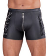 Schwarze enge Herren-Pants im Mattlook mit silberfarbenen Details von NEK – Ansicht 2