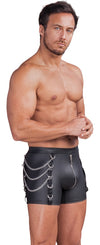 Schwarze enge Herren-Pants im Mattlook mit silberfarbenen Details von NEK – Ansicht 3