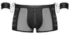 Schwarze pofreie Herren-Pants mit Soft-Handfesseln im Netz-Mix von Svenjoyment Bondage – Ansicht 8