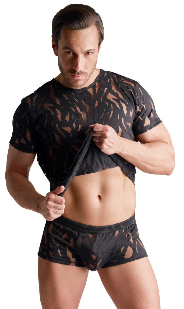 Schwarze betonende Herren-Pants in lebhafter Ausbrenner-Optik von Svenjoyment – Ansicht 4